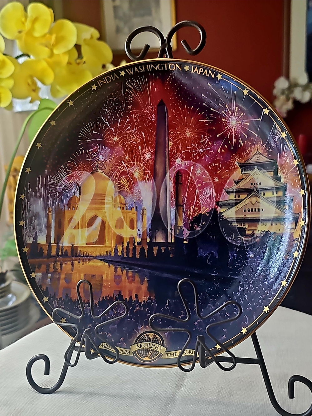 Around The World 2000 Commemorative  Plate Washington DC, Japan, Egypt With COA